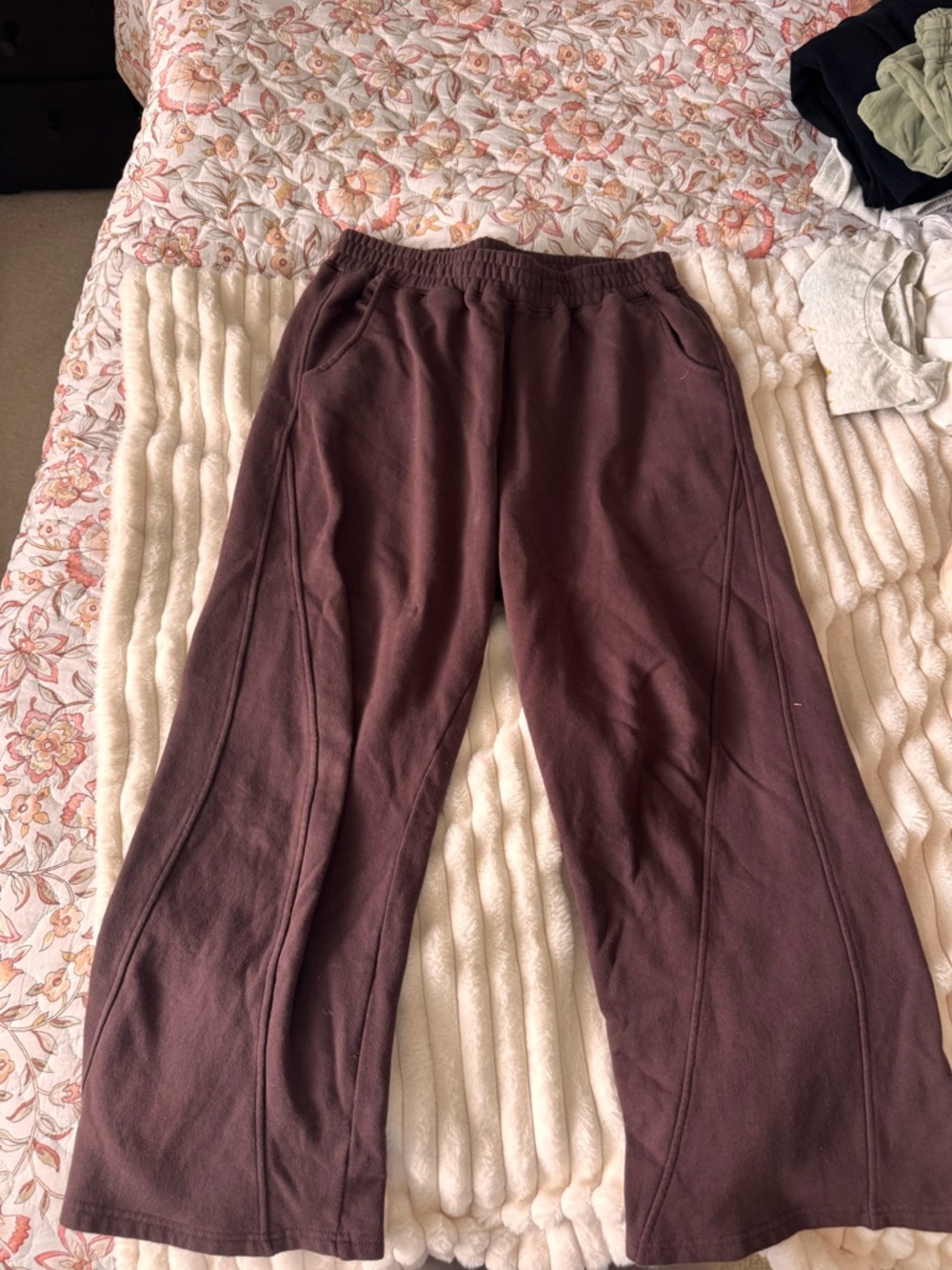 Forever 21 Brown Wide-Leg Track Pants